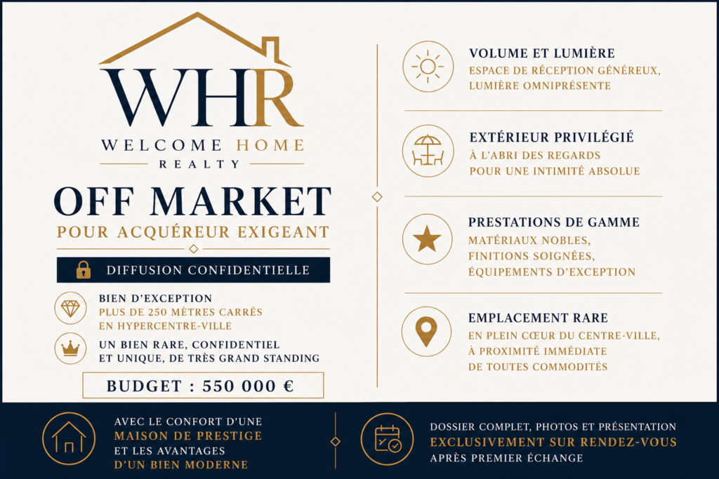 OFF MARKET Bien d’exception de plus de 250 m2 en hypercentre